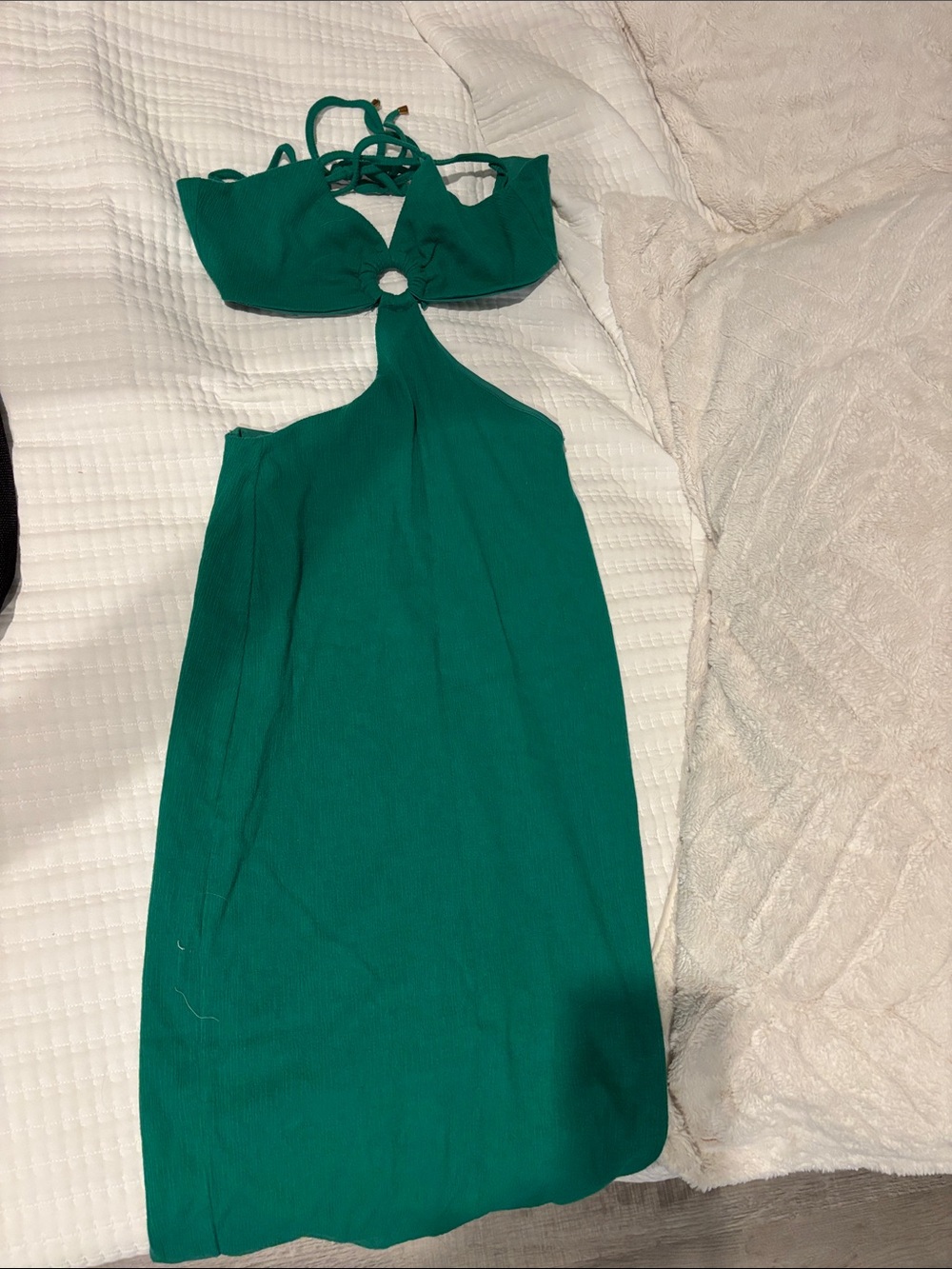 Green Cutout Halter Midi Dress